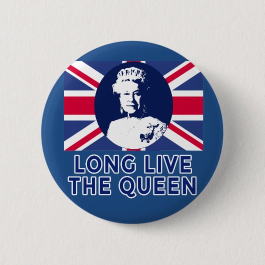 エリザベス女王二世は長く女王住んでいます 缶バッジ (正面)