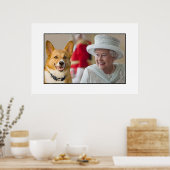 エリザベス女王II共有はコーギと笑う ポスター (キッチン)