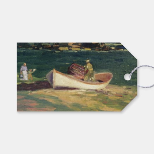 エリザベス岬の漁師（メイン州，米国） ギフトタグ (正面(横))