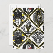 エリザベス朝のブラックワークタイル ポストカード (正面/裏面)