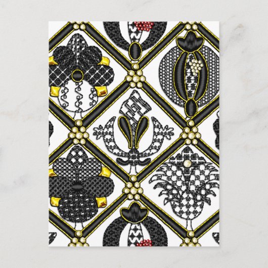 エリザベス朝のブラックワークタイル ポストカード (正面)