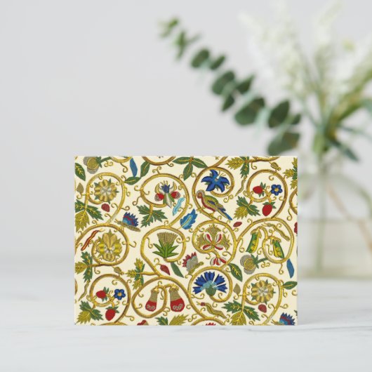 エリザベス様式のスワール刺繍 – Goldwork imitation ポストカード (スタンド正面)