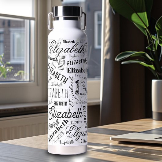 エリザベス白黒名前をカスタムする ウォーターボトル