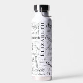 エリザベス白黒名前をカスタムする ウォーターボトル (左面)
