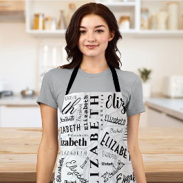 エリザベス白黒名前をカスタムする エプロン