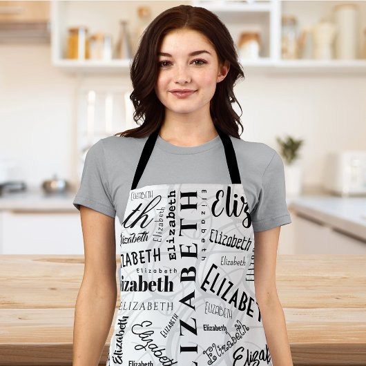 エリザベス白黒名前をカスタムする エプロン