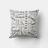 エリザベス白黒名前をカスタムする クッション (裏面)
