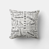 エリザベス白黒名前をカスタムする クッション (正面)