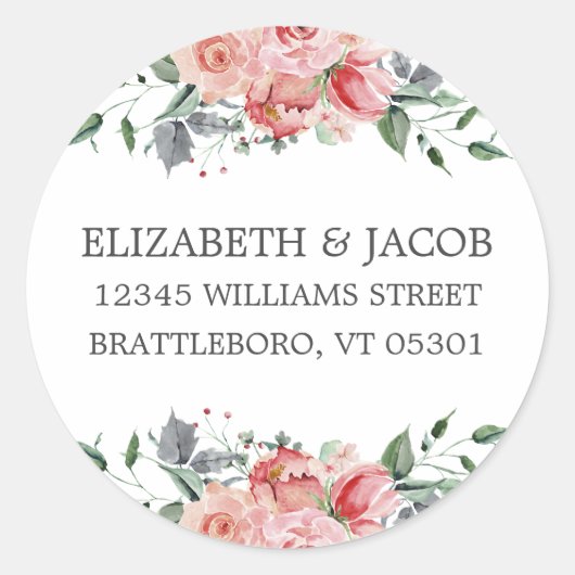エリザベス結婚差出人住所封筒用シール ラウンドシール (正面)