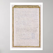 エリザベス1世からフランソワへの手紙のファクシミリ ポスター (正面)