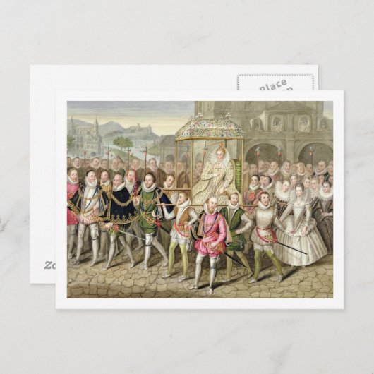 エリザベス1世が廷臣たちと行列する ポストカード (正面/裏面)