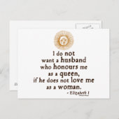 エリザベス1世の夫に関する名言 ポストカード (正面/裏面)