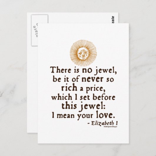 エリザベス1世「ゴールデンスピーチ」引用文 ポストカード (正面/裏面)