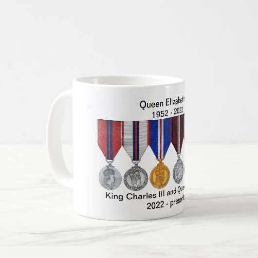 エリザベス2世とチャールズ3世の治世マグ王 コーヒーマグカップ (正面左)