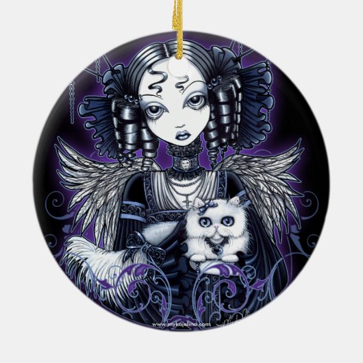 "エリザベス"のゴシック様式ビクトリアンな天使のオーナメント セラミックオーナメント (裏面)