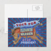 エリザベス・ウォーレン2020年民主党議員ロバ大統領 ポストカード (正面/裏面)