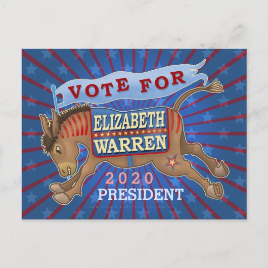 エリザベス・ウォーレン2020年民主党議員ロバ大統領 ポストカード (正面)