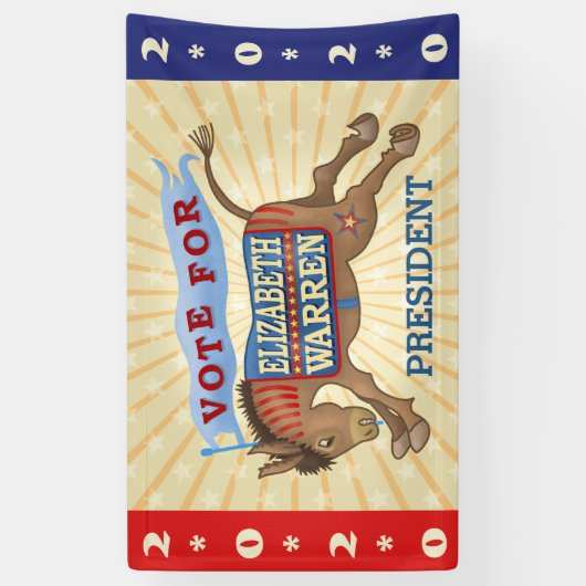 エリザベス・ウォーレン2020年民主党議員ロバ大統領 横断幕 (縦)