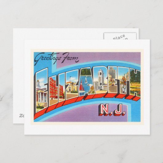 エリザベス ニュージャージー州 NJ ヴィンテージ トラベル ポストカード- ポストカード (正面/裏面)