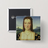 エリザベスGonzaga、c.1504 (窓ガラスのポートレートの油 缶バッジ (正面&裏面)