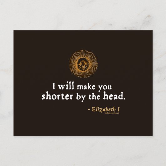 エリザベスI引用文オンビヘディング ポストカード (正面)