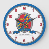 エリスの名前は紋章の盾の文字Eライオンを意味する ラージ壁時計 (正面)