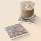 エリスローワンピンクウォーターリリーヴィンテージ花 ストーンコースター