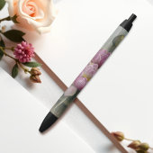 エリスローワンピンクウォーターリリーヴィンテージ花 黒ボールペン