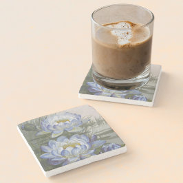 エリスローワンブルークラウドウォーターリリーヴィンテージ花 ストーンコースター