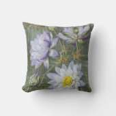 エリスローワンブルーホワイトウォーターリリーヴィンテージ花 クッション (正面)