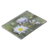 エリスローワンブルーホワイトウォーターリリーヴィンテージ花 ノートブック (左側)