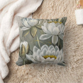 エリスローワンホワイトウォーターリリーヴィンテージ花 クッション (ブランケット)