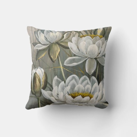 エリスローワンホワイトウォーターリリーヴィンテージ花 クッション (裏面)