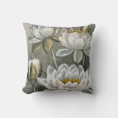 エリスローワンホワイトウォーターリリーヴィンテージ花 クッション (正面)
