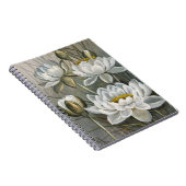 エリスローワンホワイトウォーターリリーヴィンテージ花 ノートブック (右側)