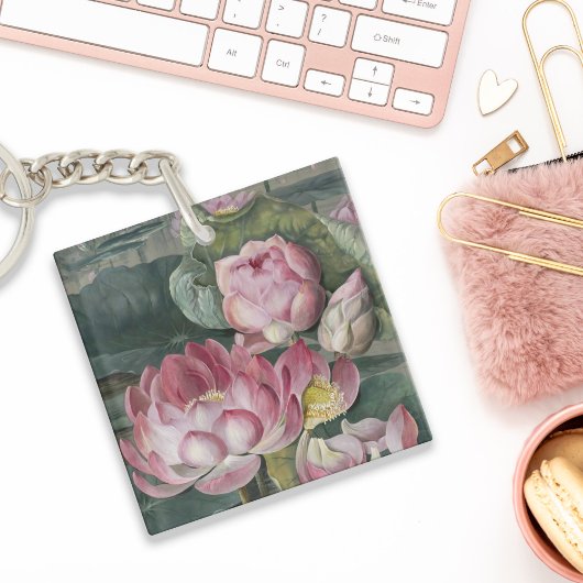 エリスローワン聖蓮水百合ヴィンテージ花 キーホルダー