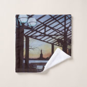 エリス島の自由の生誕地の夕暮れ バスタオルセット (ウォッシュタオル)