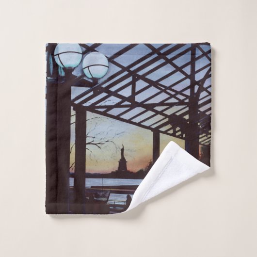 エリス島の自由の生誕地の夕暮れ バスタオルセット (ウォッシュタオル)