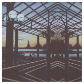 エリス島の自由の生誕地の夕暮れ ファブリック (クローズアップ)