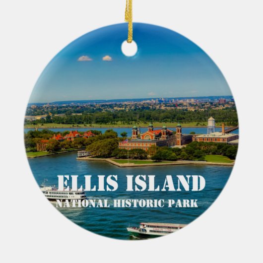 エリス島国立公園クリスマスオーナメント セラミックオーナメント (裏面)