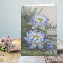 エリス・ローアン ブルー クラウド ウォーター リリー ヴィンテージ フラワーズ カード