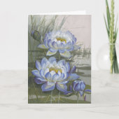 エリス・ローアン ブルー クラウド ウォーター リリー ヴィンテージ フラワーズ カード (正面)
