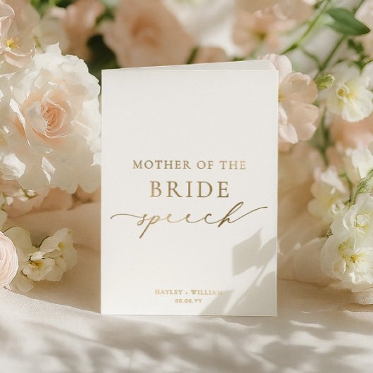 エリズミアの花嫁の母の結婚式のスピーチ 箔カード