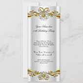 エリッエレガントトホワイトジュエル金ゴールド誕生日パーティー 招待状 (裏面)