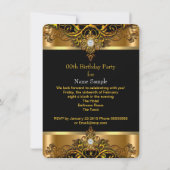 エリッエレガントト王室の金ゴールドブラックダイヤモンド誕生日 招待状 (裏面)