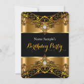 エリッエレガントト王室の金ゴールドブラックダイヤモンド誕生日 招待状 (正面)