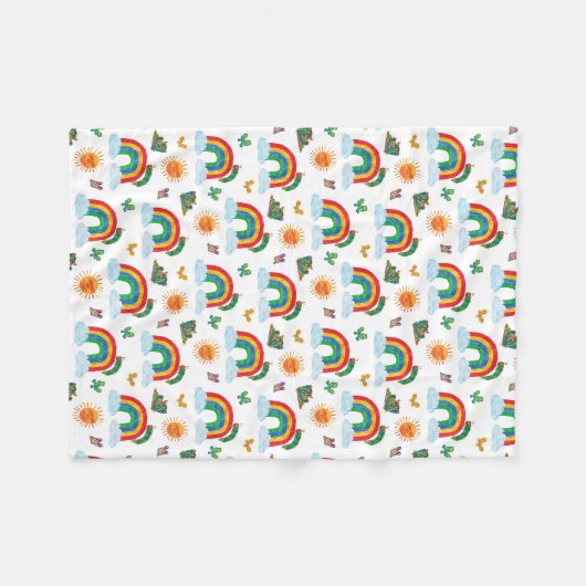 エリック・カレ | キャタピラからレインボーバタフライ フリースブランケット (正面(横))