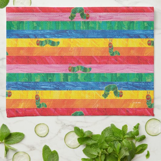 エリック・カレ |キャタピラーレインボーストライプパターン キッチンタオル (折り畳み)