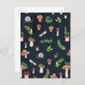 エリック・カレ | バグとキノコのパターン ポストカード (正面/裏面)