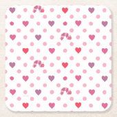 エリック・カレ |バレンタインハート水玉模様パターン スクエアペーパーコースター (正面)